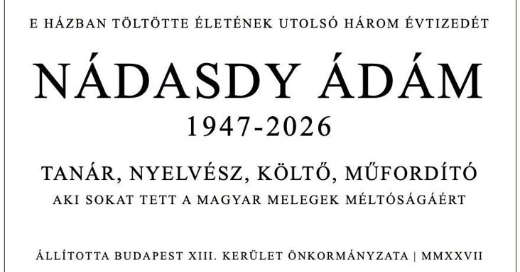 Újlipótváros önkormányzata elhagyná Nádasdy Ádám emléktáblájáról a meleg méltóságáról szóló részt